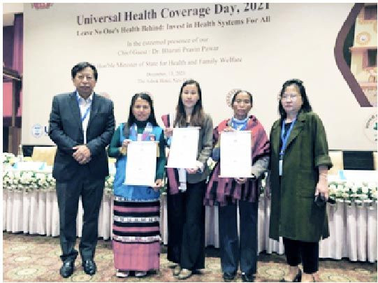 Kesangcetle, Viseno Dolie & Rhikiuchi flanked by Dr I Talitemsula, MD, NHM and Dr Thanghoi, SPO, NHM Nagaland.